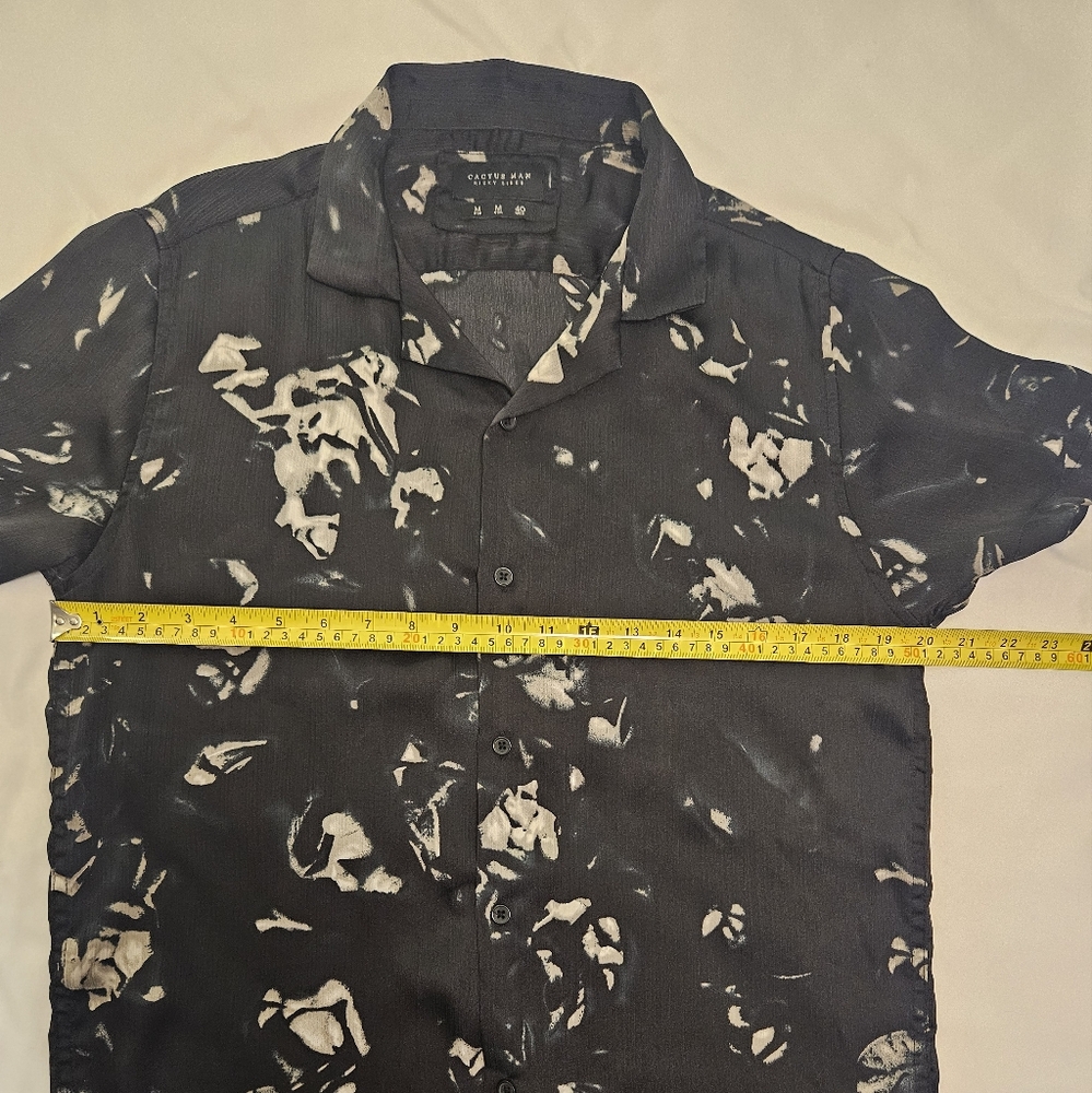 *Cactus Man* Black and White Casual Button Down Shirt with Floral Print.